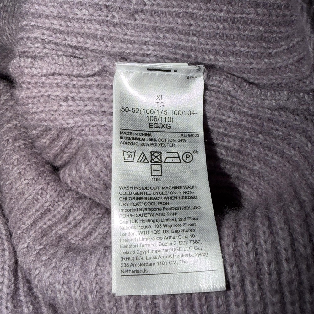 Gap Sweater Womens XL Purple Mock Neck Ribbed Knit Cotton Bld Winter Long Sleeve - Picture 10 of 10